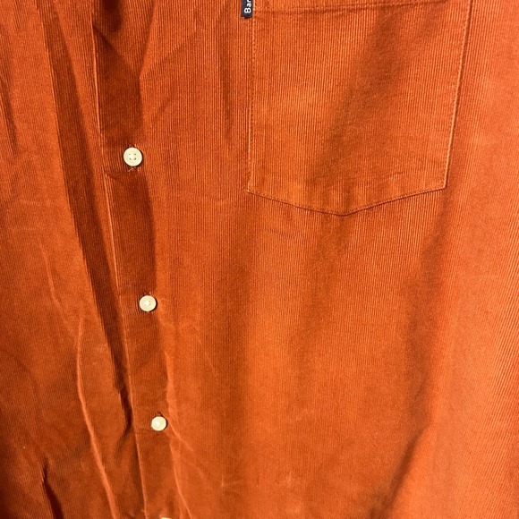 Barbour Tailored Fit Corduroy Button Down Shirt Orange Brown Men's Size XL - Picture 6 of 9